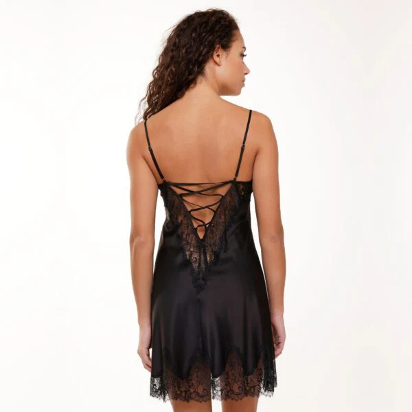 Black Lace Up Chemise - Image 3