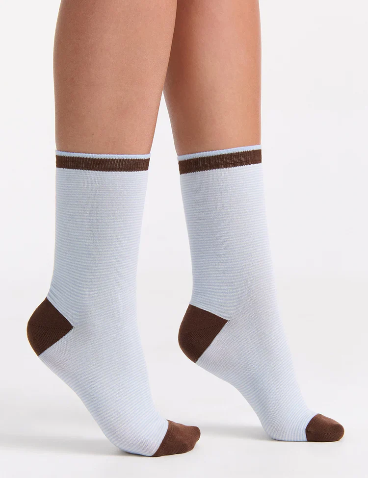 Lina Fine Stripe Crew Sock - Image 2