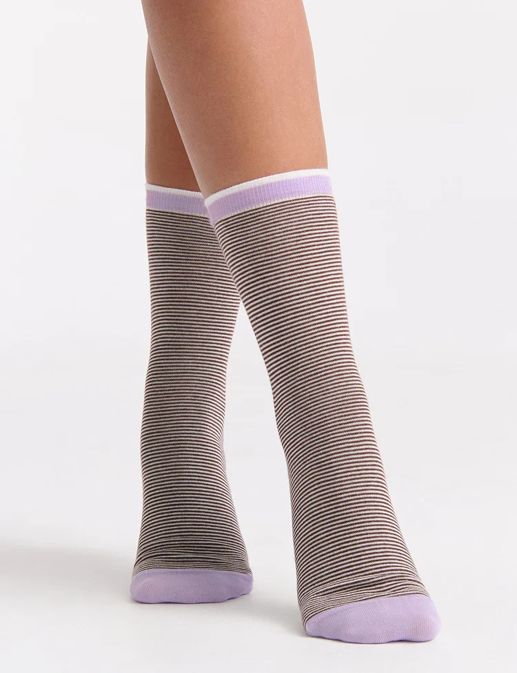 Lina Fine Stripe Crew Sock - Image 5